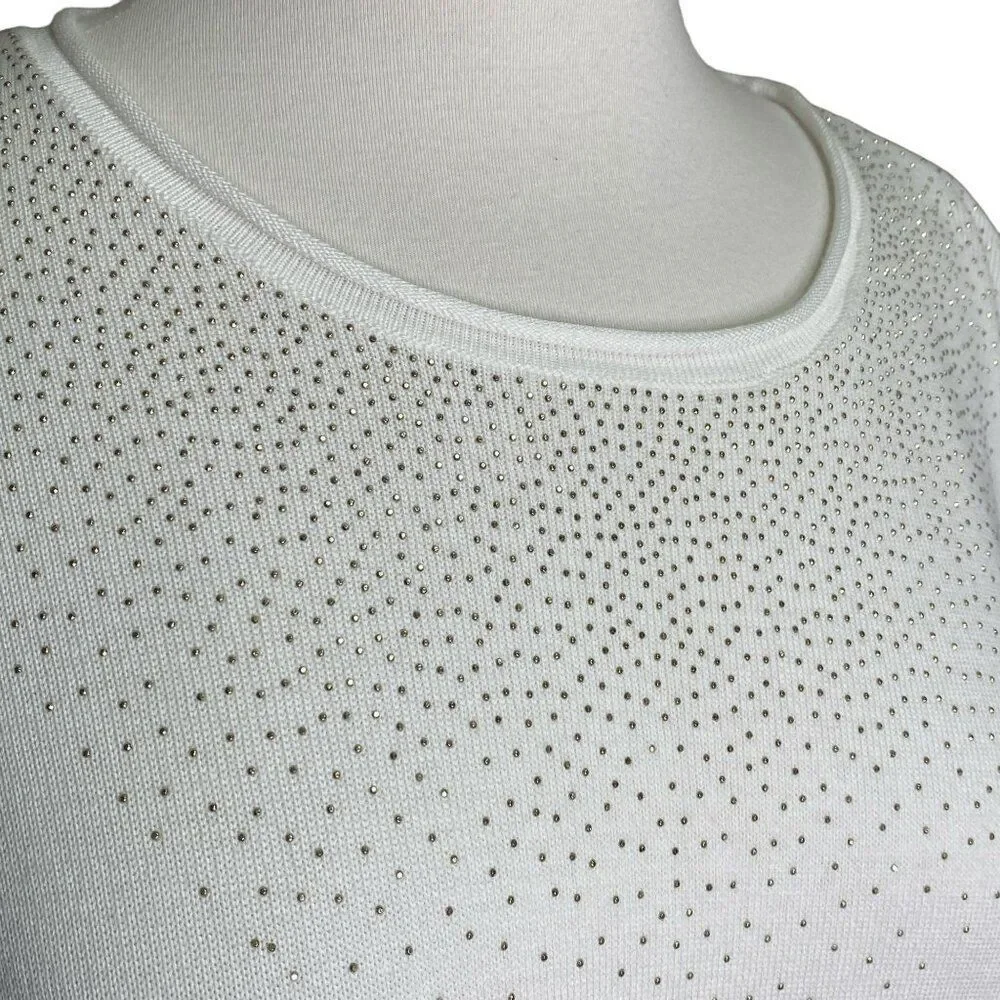 Calvin Klein Sweater Size Large White Studded Neck - Picture 5 of 7